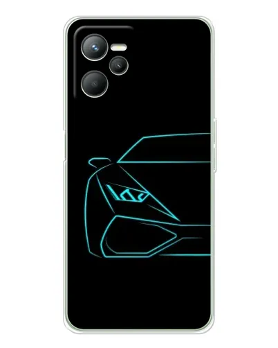 Чехол для Realme 14 с картинкой «Голубой силуэт Lamborghini»
