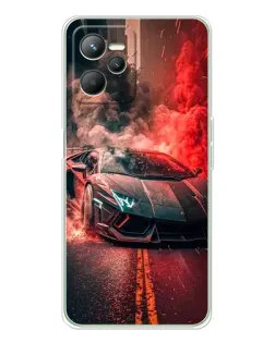 Чехол для Realme 14 с картинкой «Lamborghini красный дым»