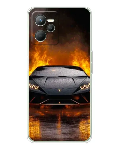 Чехол для Realme 14 с картинкой «Lamborghini в огне»