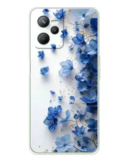 Чехол для Realme 14 с картинкой «Голубой цветочный каскад»