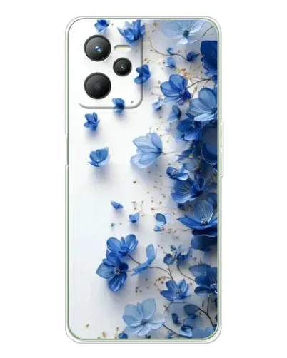 Чехол для Realme 14 с картинкой «Голубой цветочный каскад»