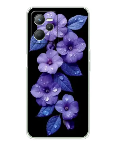 Чехол для Realme 14 с картинкой «Фиолетовые цветы с росою»