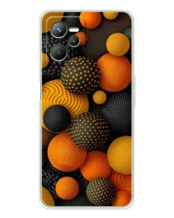 Чехол для Realme 14 с картинкой «Объемные оранжевые сферы»
