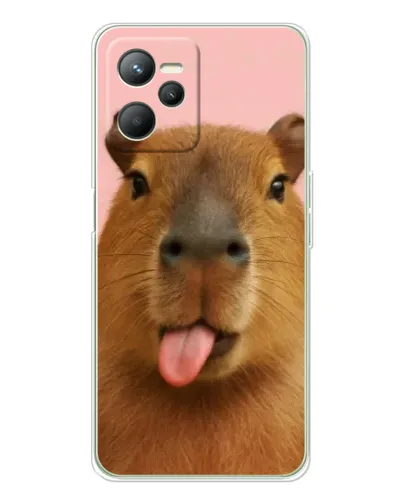 Чехол для Realme 14 с картинкой «Капибара с языком»