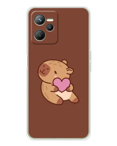 Чехол для Realme 14 с картинкой «Капибара с сердцем»