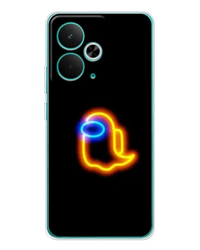 Чехол для Realme 14T с картинкой «Among Us неоновое сияние»