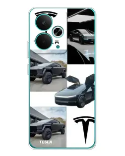 Чохол для Realme 14T з картинкою «Колаж Cybertruck Tesla»