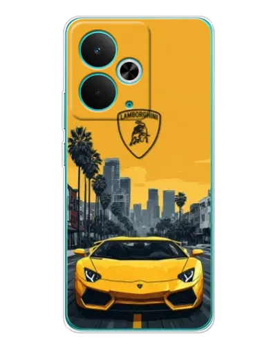Чохол для Realme 14T з картинкою «Жовтий Lamborghini місто»
