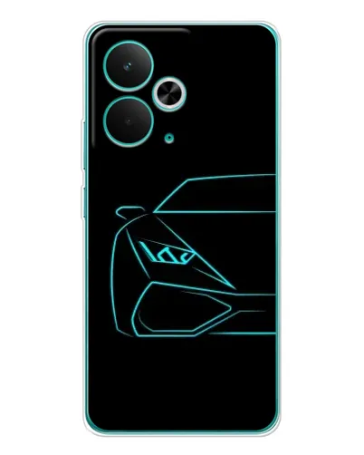 Чохол для Realme 14T з картинкою «Блакитний силует Lamborghini»