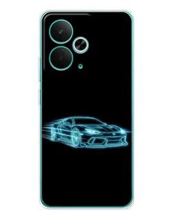 Чохол для Realme 14T з картинкою «Неоновий контур Lamborghini»