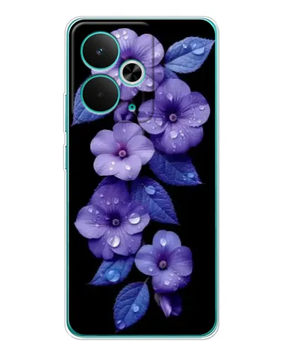 Чохол для Realme 14T з картинкою «Фіолетові квіти з росою»