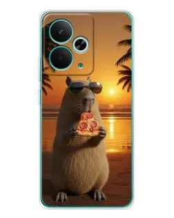 Чохол для Realme 14T з картинкою «Капібара з піцою»