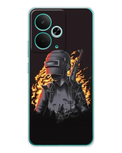 Чехол для Realme 15 с картинкой «PUBG — огненный силуэт»