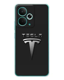 Чехол для Realme 15 с картинкой «Стальной логотип Tesla»