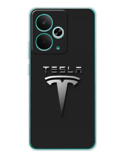 Чехол для Realme 15 с картинкой «Стальной логотип Tesla»