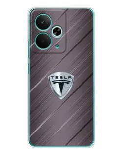 Чехол для Realme 15 с картинкой «Металлическая текстура Tesla»