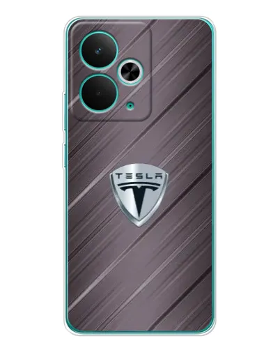 Чехол для Realme 15 с картинкой «Металлическая текстура Tesla»