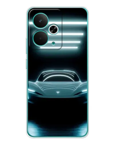 Чехол для Realme 15 с картинкой «Tesla в неоне»