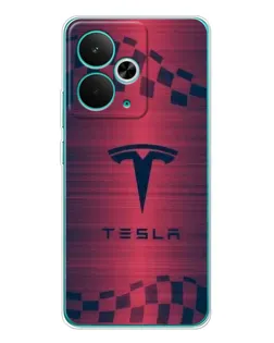 Чехол для Realme 15 с картинкой «Тесла красный карбон»