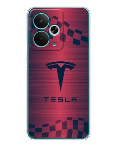 Чехол для Realme 15 с картинкой «Тесла красный карбон»