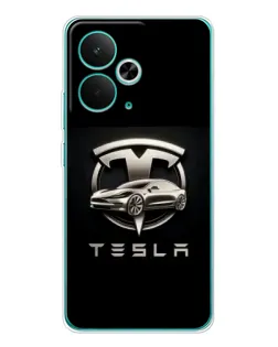Чехол для Realme 15 с картинкой «Tesla — серебристое авто»