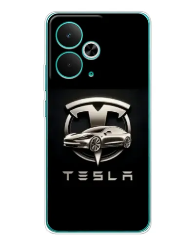 Чехол для Realme 15 с картинкой «Tesla — серебристое авто»