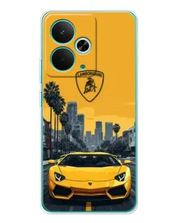 Чехол для Realme 15 с картинкой «Желтый Lamborghini город»