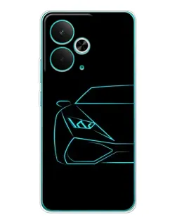 Чехол для Realme 15 с картинкой «Голубой силуэт Lamborghini»