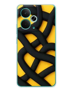 Чехол для Realme 15 с картинкой «Черное желтое переплетение»