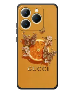 Чехол для Realme 15T с картинкой «Gucci — золотые бабочки»