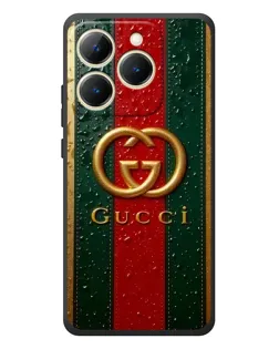Чехол для Realme 15T с картинкой «Gucci — фирменная полоса и золото»