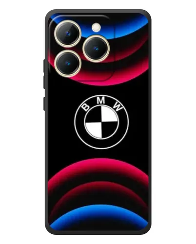 Чехол для Realme 15T с картинкой «Логотип BMW и неоновые дуги»