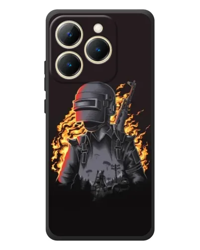 Чехол для Realme 15T с картинкой «PUBG — огненный силуэт»