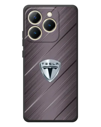 Чехол для Realme 15T с картинкой «Металлическая текстура Tesla»