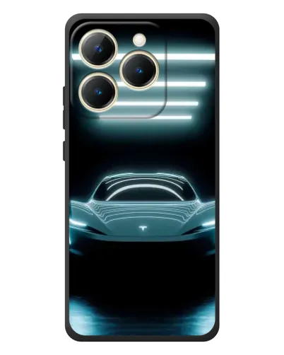 Чехол для Realme 15T с картинкой «Tesla в неоне»