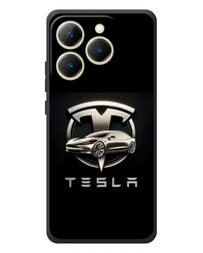 Чехол для Realme 15T с картинкой «Tesla — серебристое авто»