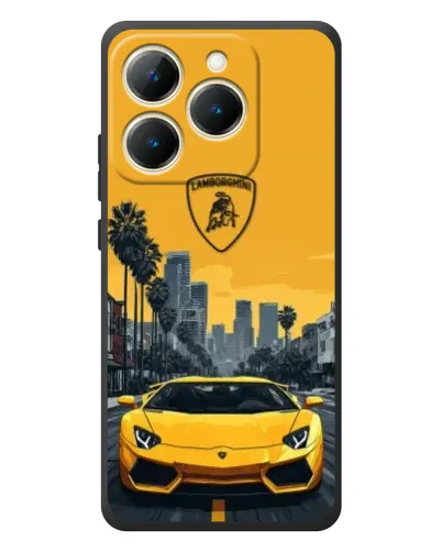 Чехол для Realme 15T с картинкой «Желтый Lamborghini город»