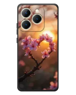 Чехол для Realme 15T с картинкой «Розовый цвет сердце на фоне заката»