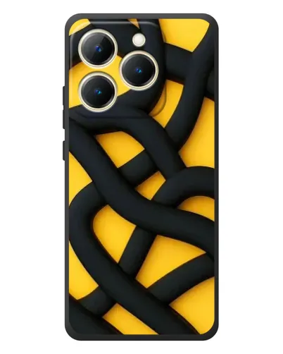 Чехол для Realme 15T с картинкой «Черное желтое переплетение»
