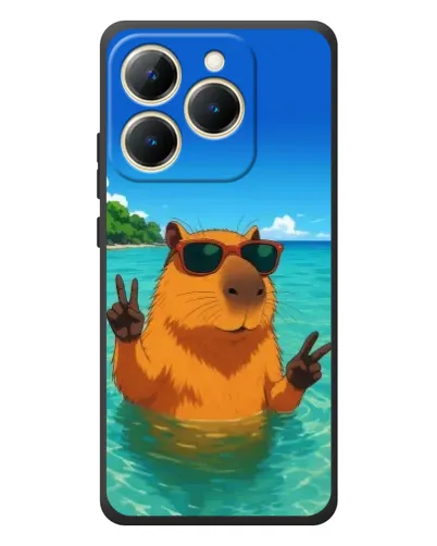 Чехол для Realme 15T с картинкой «Морская капибара»