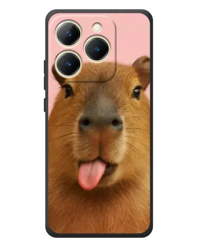 Чехол для Realme 15T с картинкой «Капибара с языком»