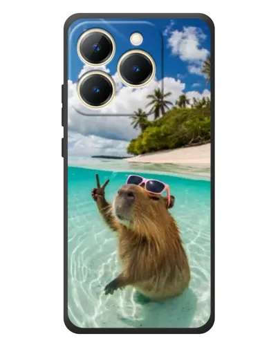 Чехол для Realme 15T с картинкой «Капибара на море»