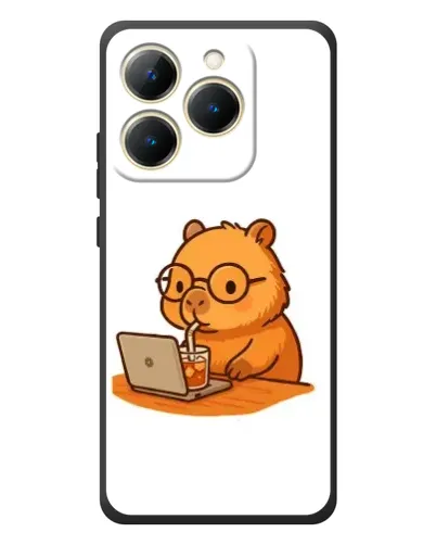 Чехол для Realme 15T с картинкой «Капибара с ноутбуком»