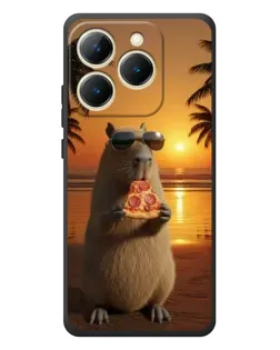 Чехол для Realme 15T с картинкой «Капибара с пиццей»