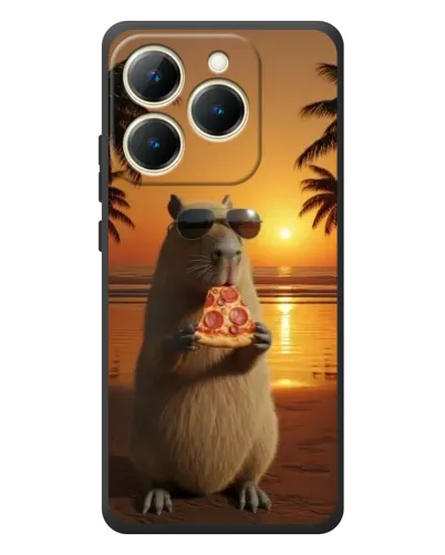 Чехол для Realme 15T с картинкой «Капибара с пиццей»