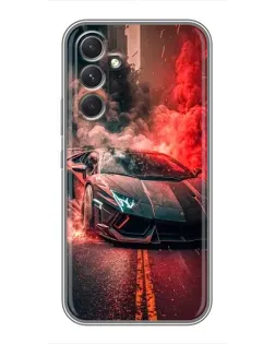 Чехол для Realme 15x с картинкой «Lamborghini красный дым»