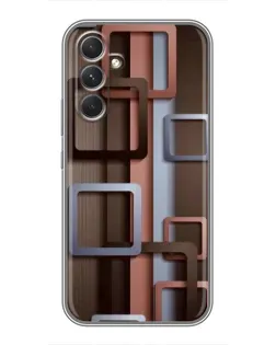 Чохол для Realme 15x з картинкою «Коричневі об'ємні квадрати»