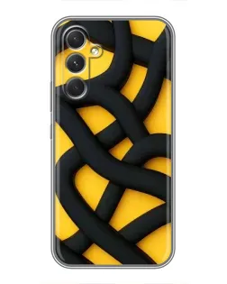 Чехол для Realme 15x с картинкой «Черное желтое переплетение»