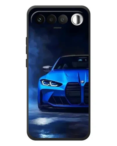 Чехол для RealMe 16 5G с картинкой «Голубая BMW M4»