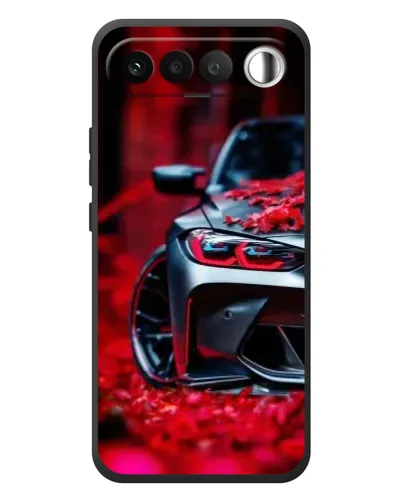 Чехол для RealMe 16 5G с картинкой «Спортивная BMW и цветы»